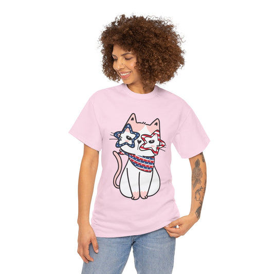 4th of July T-Shirt: Cat with Patriotic Glasses