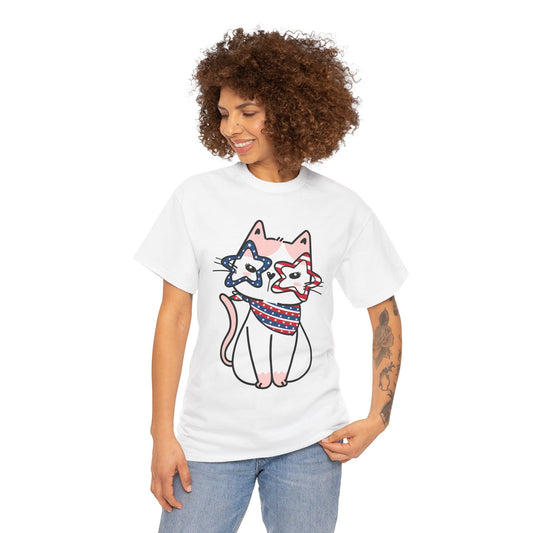 4th of July T-Shirt: Cat with Patriotic Glasses