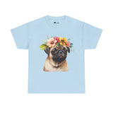 Pug T-Shirt: Pug With Flowers Pug T-Shirt: Pug With Flowers