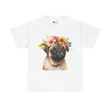 Pug T-Shirt: Pug With Flowers Pug T-Shirt: Pug With Flowers