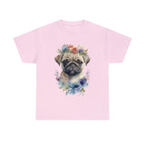 Pug T-Shirt: Pug with Flowers Pug T-Shirt: Pug with Flowers