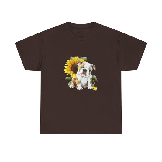 English Bulldog T-Shirt: English Bulldog Sunflower