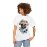 Pug T-Shirt: Pug with Flowers Pug T-Shirt: Pug with Flowers