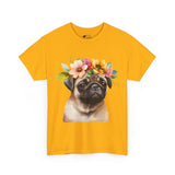 Pug T-Shirt: Pug With Flowers Pug T-Shirt: Pug With Flowers