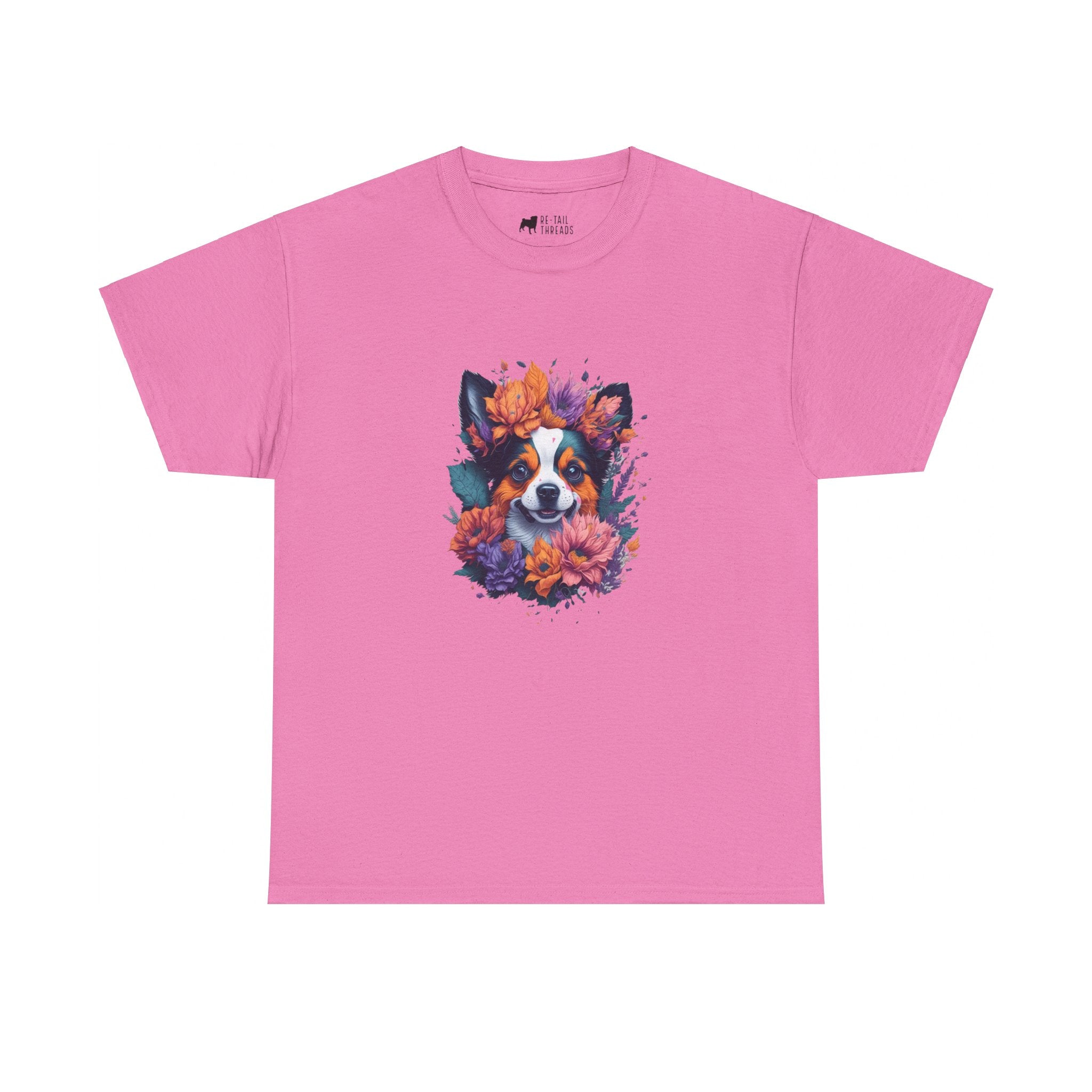 Dog T-Shirt: Dog With Watercolor Flowers Dog T-Shirt: Dog With Watercolor Flowers