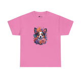 Dog T-Shirt: Dog With Watercolor Flowers Dog T-Shirt: Dog With Watercolor Flowers