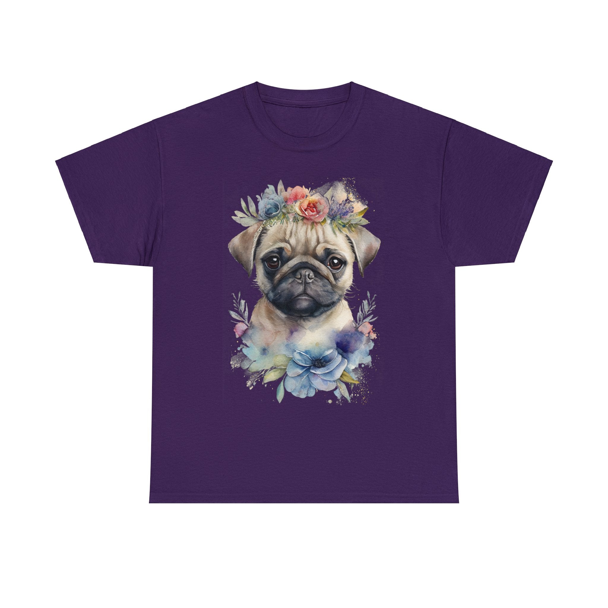 Pug T-Shirt: Pug with Flowers Pug T-Shirt: Pug with Flowers