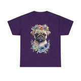 Pug T-Shirt: Pug with Flowers Pug T-Shirt: Pug with Flowers
