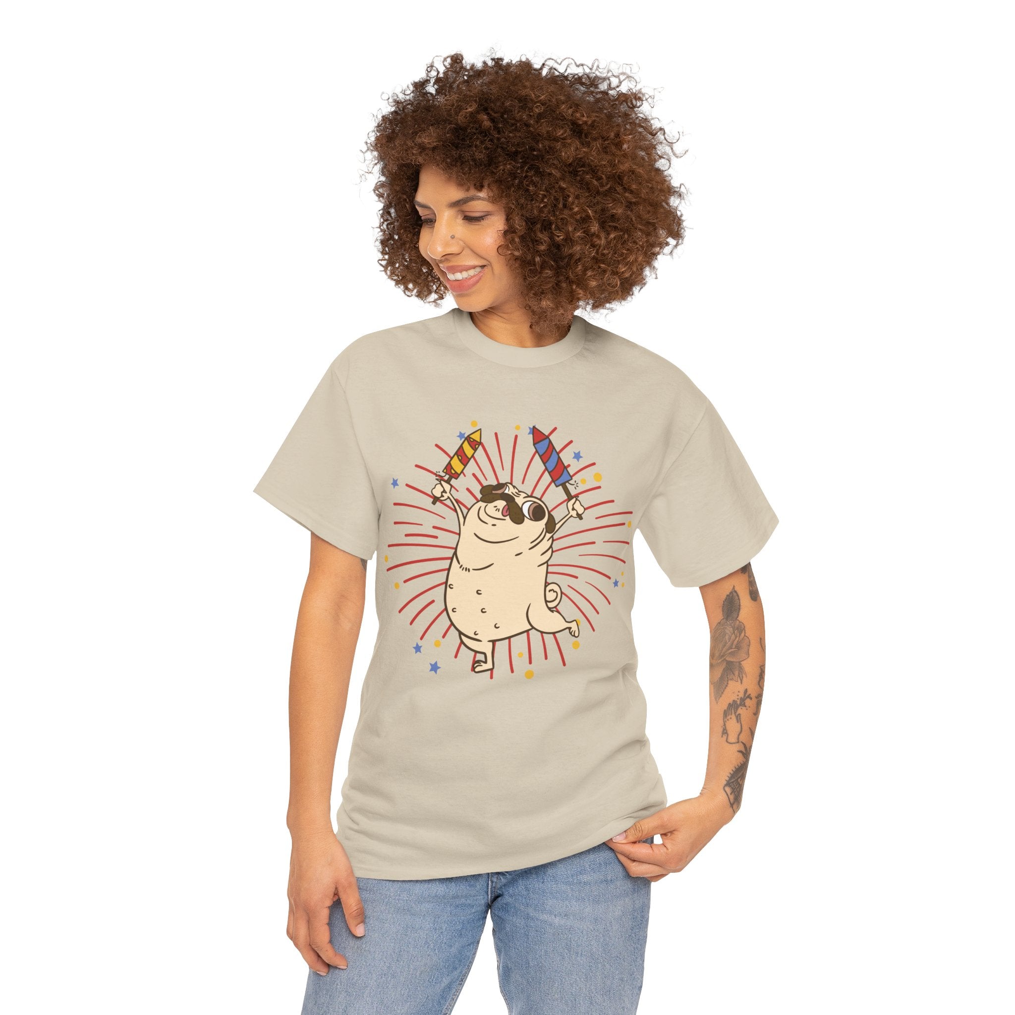 Pug T-Shirt: Pug Fireworks Pug T-Shirt: Pug Fireworks