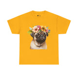 Pug T-Shirt: Pug With Flowers Pug T-Shirt: Pug With Flowers