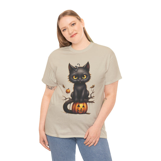 Halloween T-Shirt: Cat on a Pumpkin