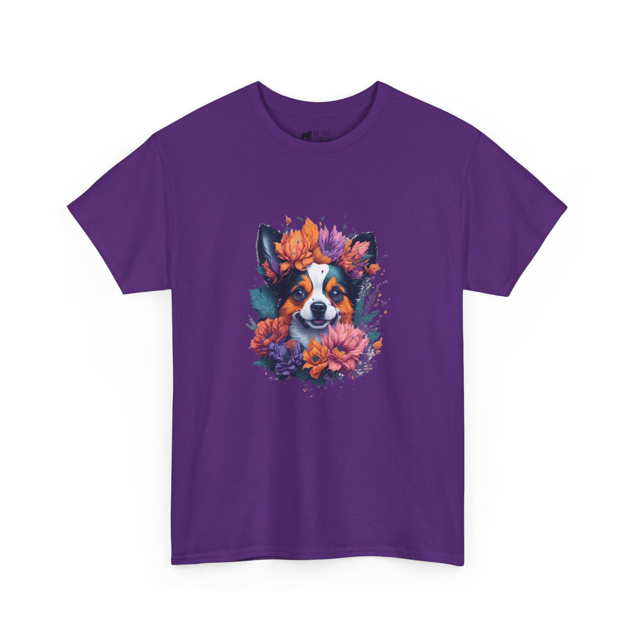 Dog T-Shirt: Dog With Watercolor Flowers Dog T-Shirt: Dog With Watercolor Flowers