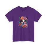 Dog T-Shirt: Dog With Watercolor Flowers Dog T-Shirt: Dog With Watercolor Flowers