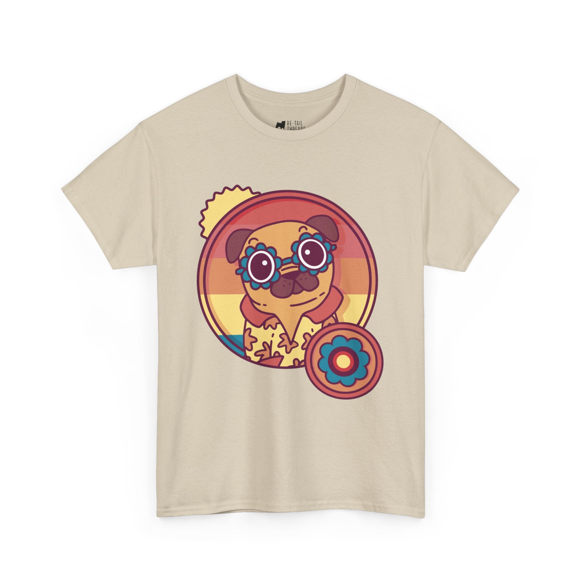 Pug T-Shirt: Hippie Pug Pug T-Shirt: Hippie Pug