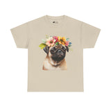 Pug T-Shirt: Pug With Flowers Pug T-Shirt: Pug With Flowers