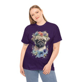 Pug T-Shirt: Pug with Flowers Pug T-Shirt: Pug with Flowers