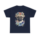 Pug T-Shirt: Pug with Flowers Pug T-Shirt: Pug with Flowers