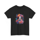 Dog T-Shirt: Dog With Watercolor Flowers Dog T-Shirt: Dog With Watercolor Flowers