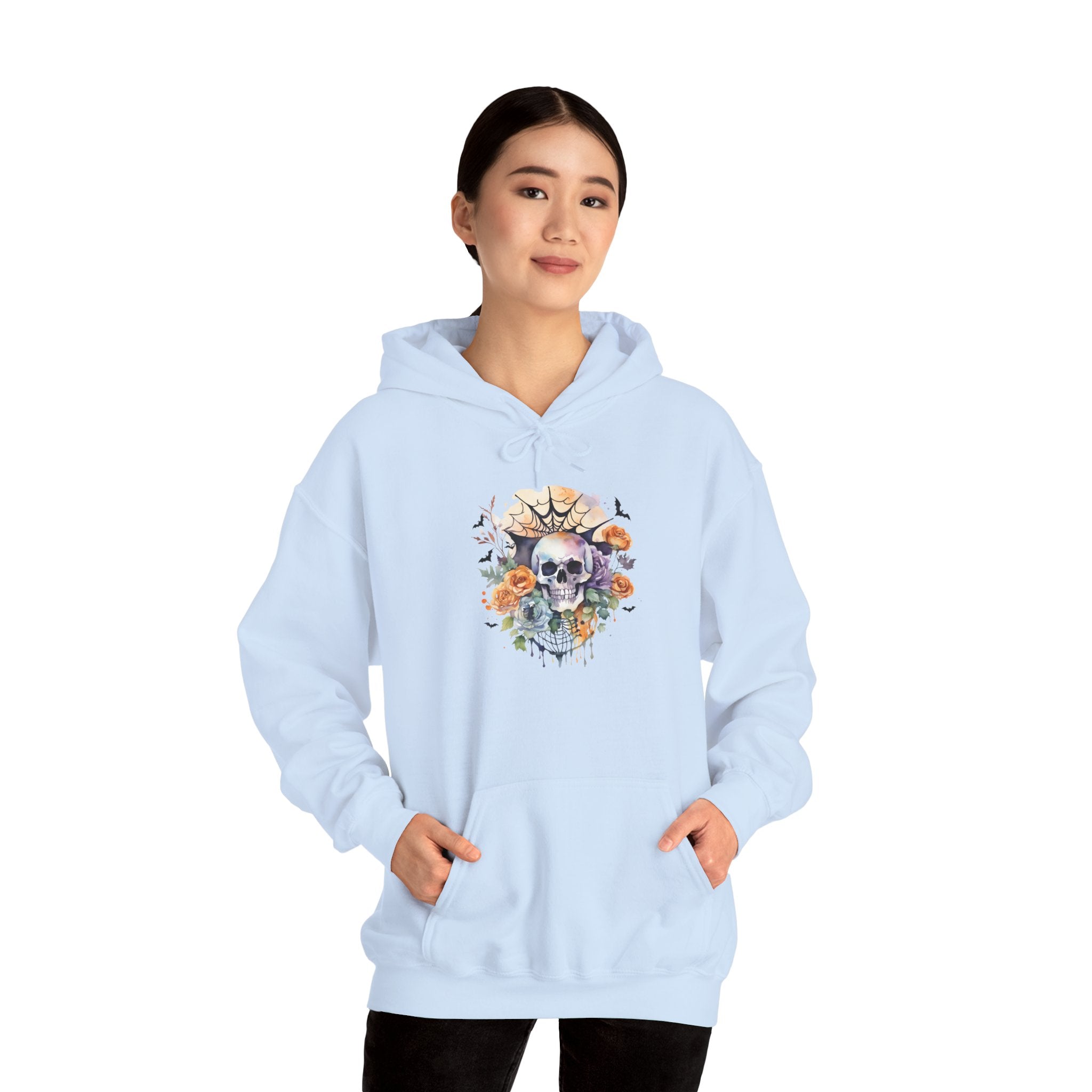 Halloween Hoodie: Skull and Flowers Halloween Hoodie: Skull and Flowers