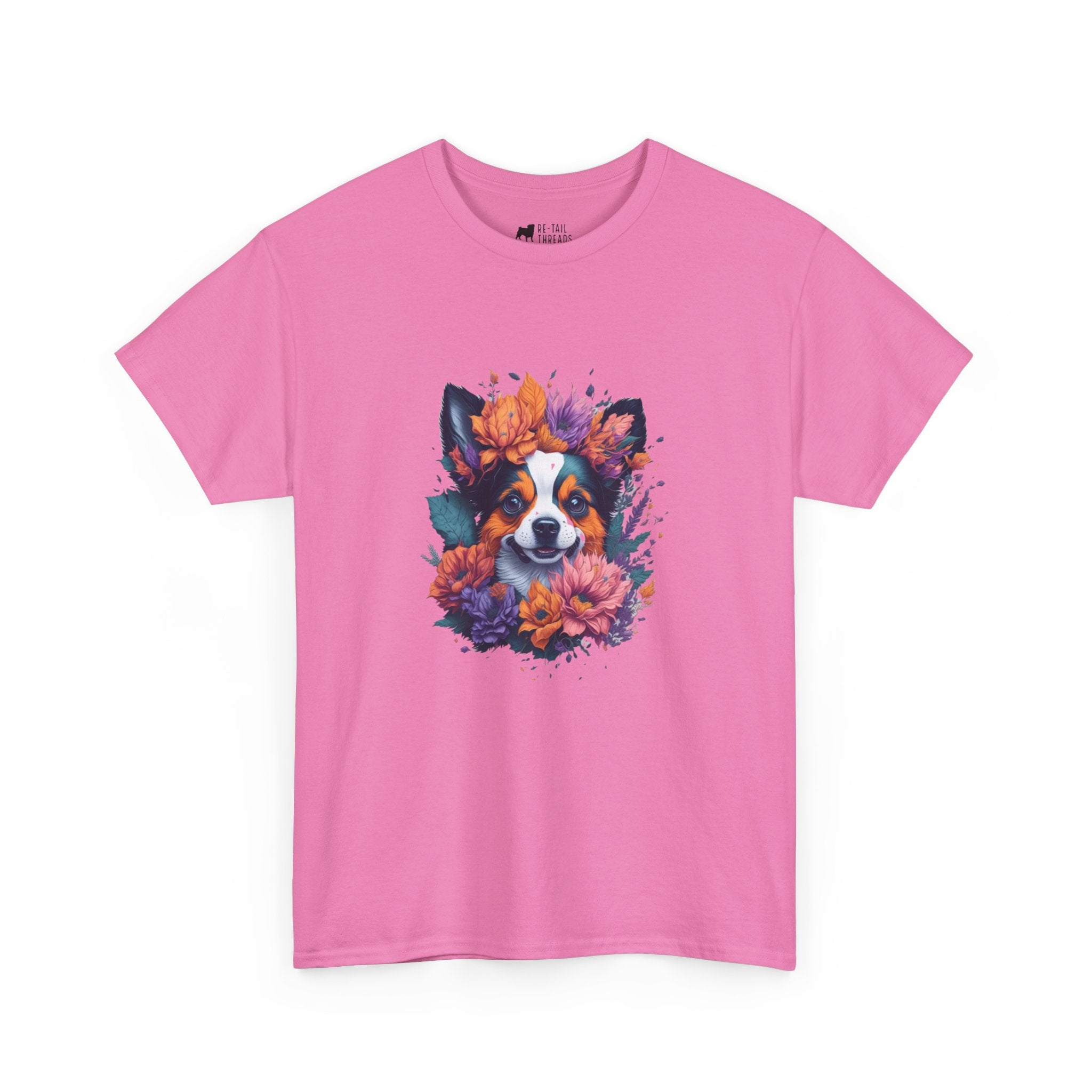 Dog T-Shirt: Dog With Watercolor Flowers Dog T-Shirt: Dog With Watercolor Flowers