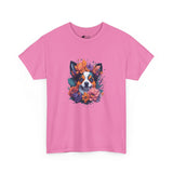 Dog T-Shirt: Dog With Watercolor Flowers Dog T-Shirt: Dog With Watercolor Flowers