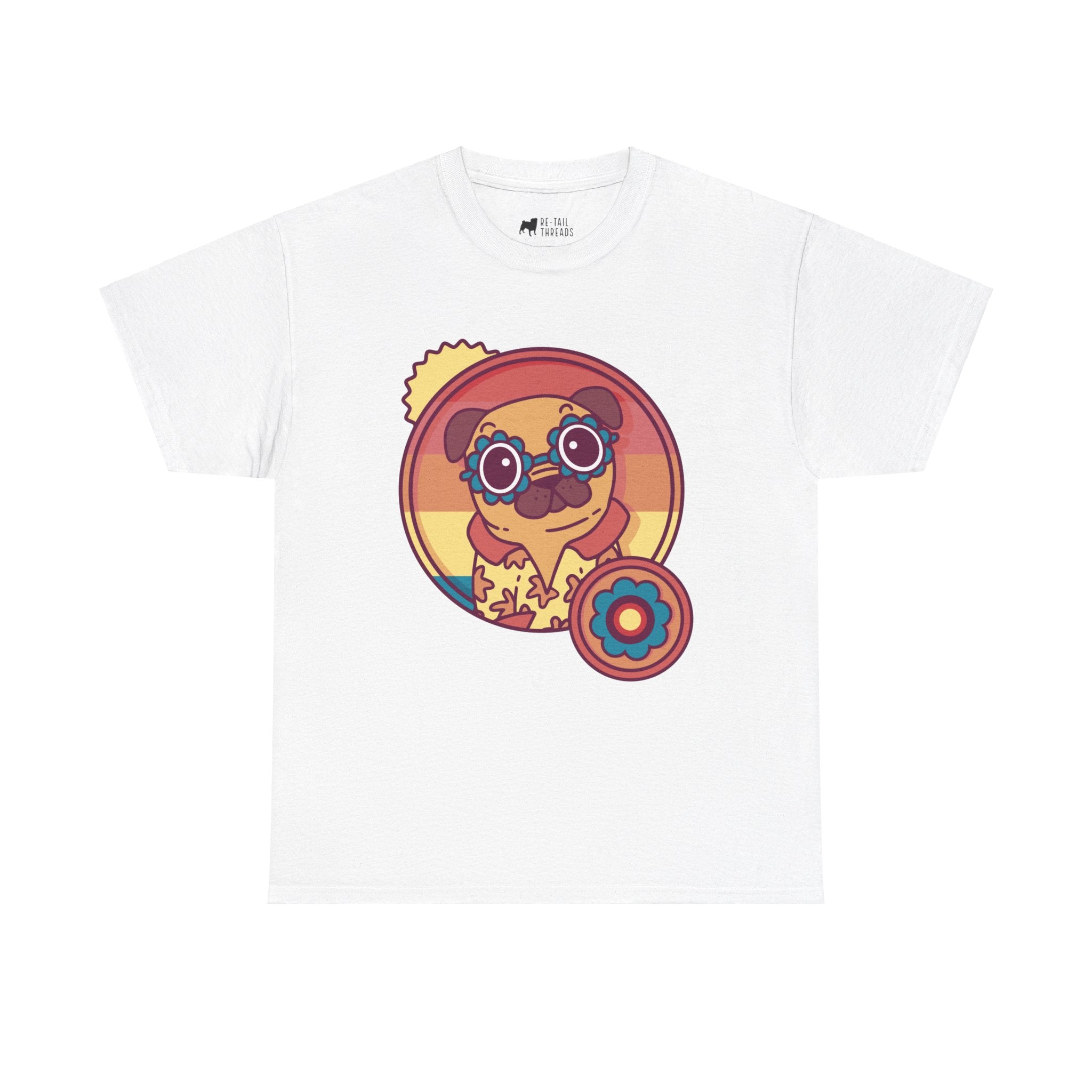 Pug T-Shirt: Hippie Pug Pug T-Shirt: Hippie Pug