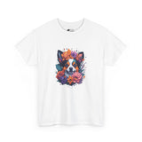 Dog T-Shirt: Dog With Watercolor Flowers Dog T-Shirt: Dog With Watercolor Flowers
