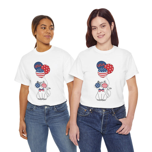 4th of July T-Shirt: Patriotic Cat Balloons