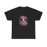 Dog T-Shirt: Dog With Watercolor Flowers Dog T-Shirt: Dog With Watercolor Flowers