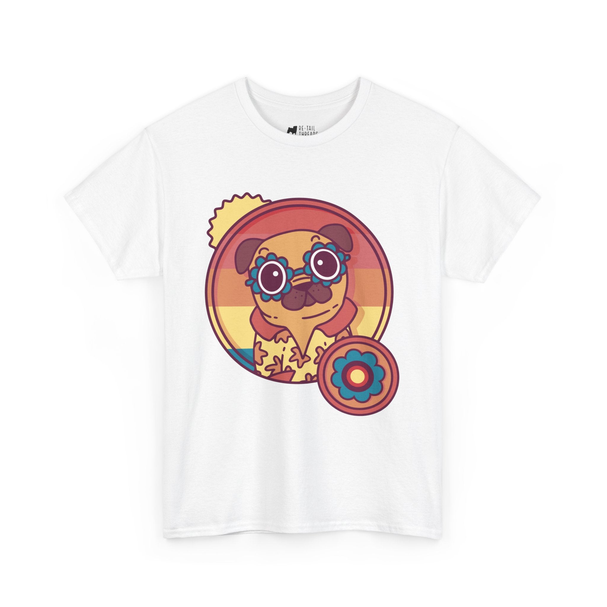 Pug T-Shirt: Hippie Pug Pug T-Shirt: Hippie Pug