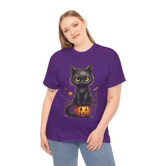 Halloween T-Shirt: Cat on a Pumpkin
