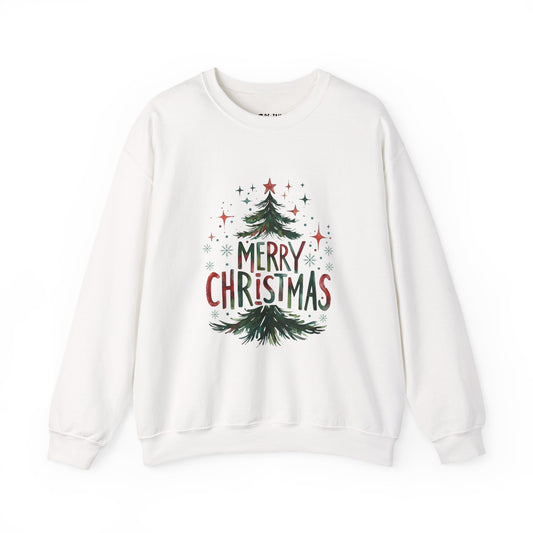 Merry Christmas Crewneck Sweatshirt — Festive Tree Holiday Pullover