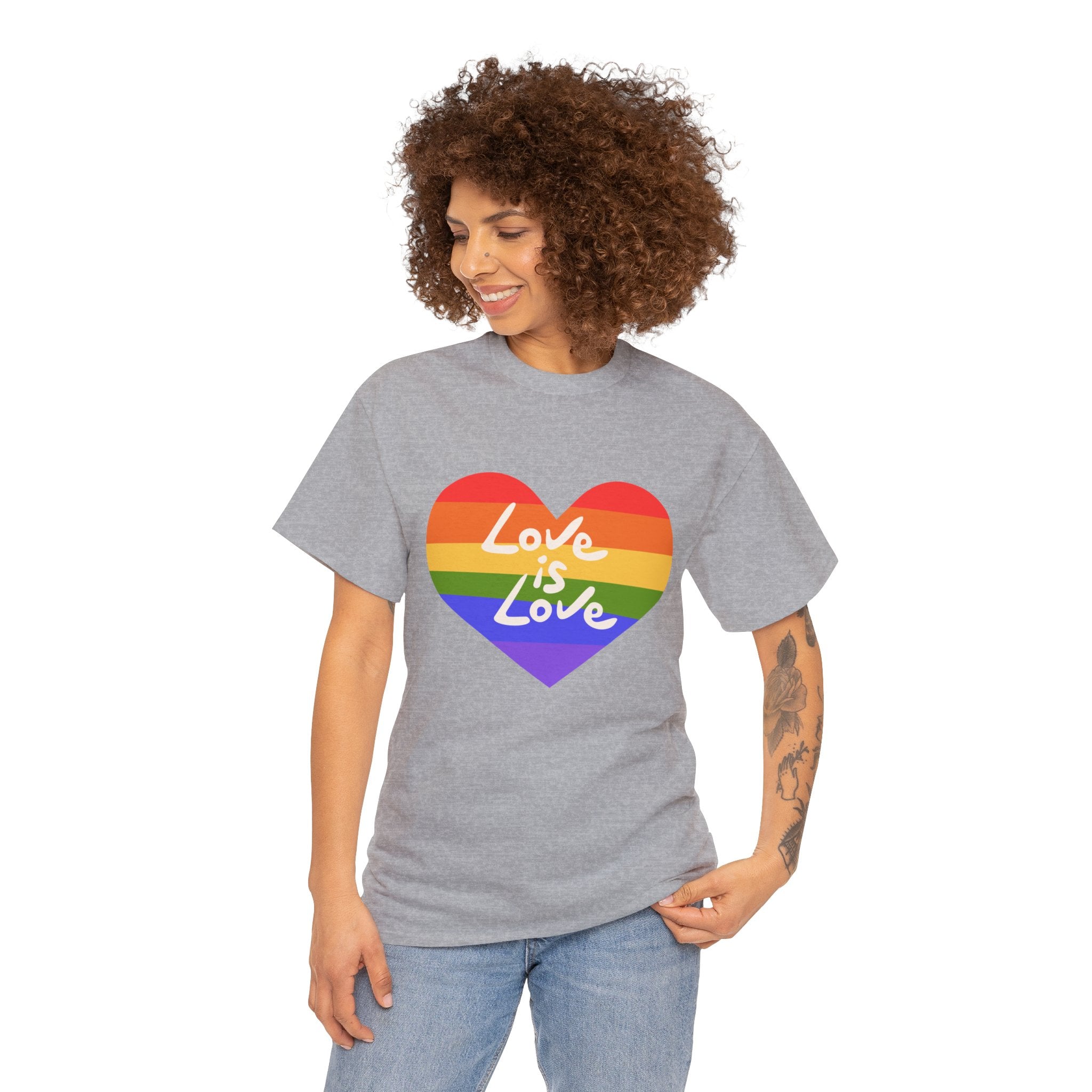 PRIDE T-Shirt: Love is Love Rainbow Heart