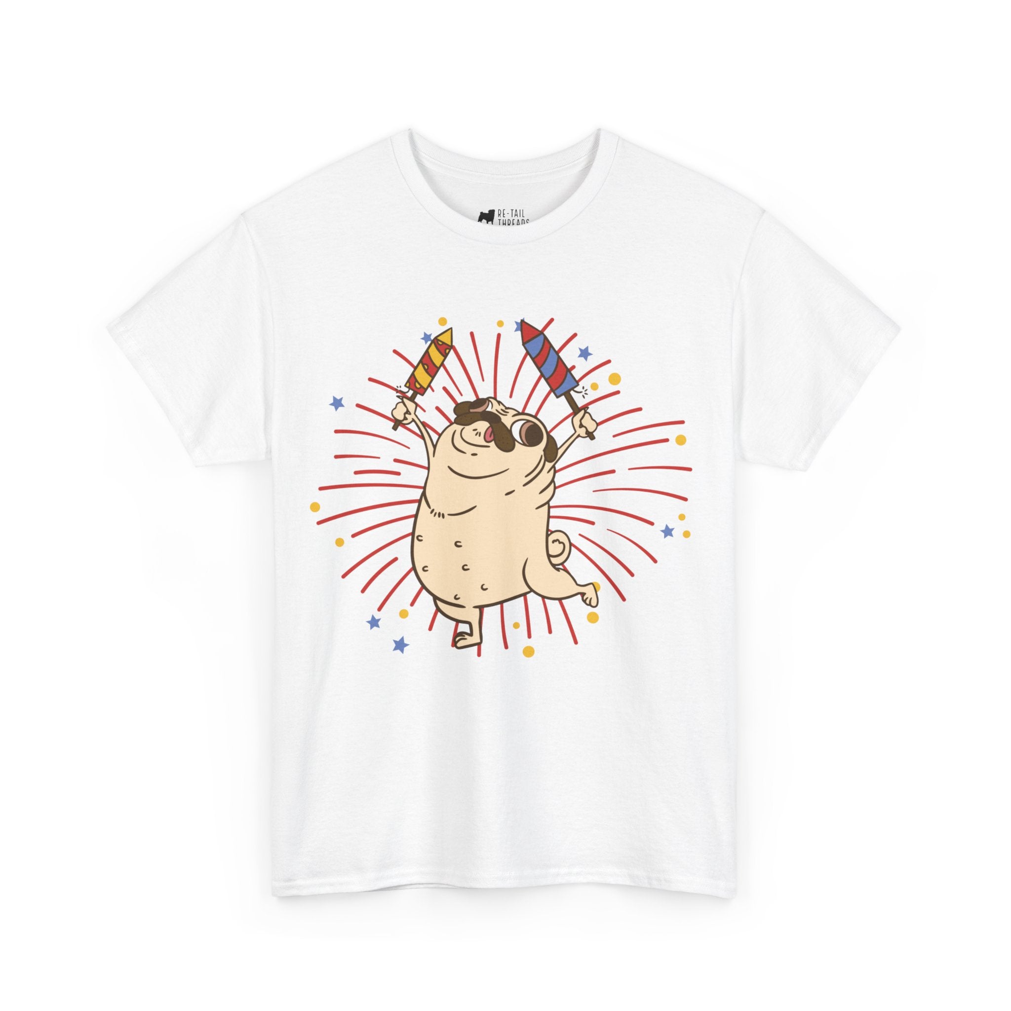 Pug T-Shirt: Pug Fireworks