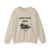“Zero Fluffs Given” Cat Crewneck Sweatshirt — Funny Holiday Cat Lover Pullover