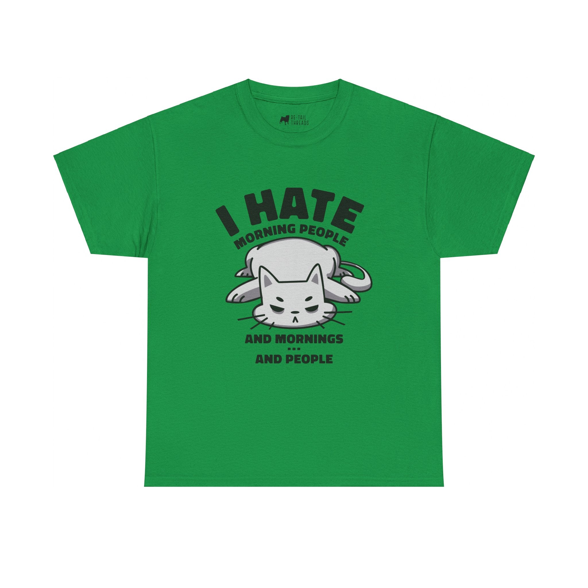 Cat T-Shirt: Cat Hates Mornings and People