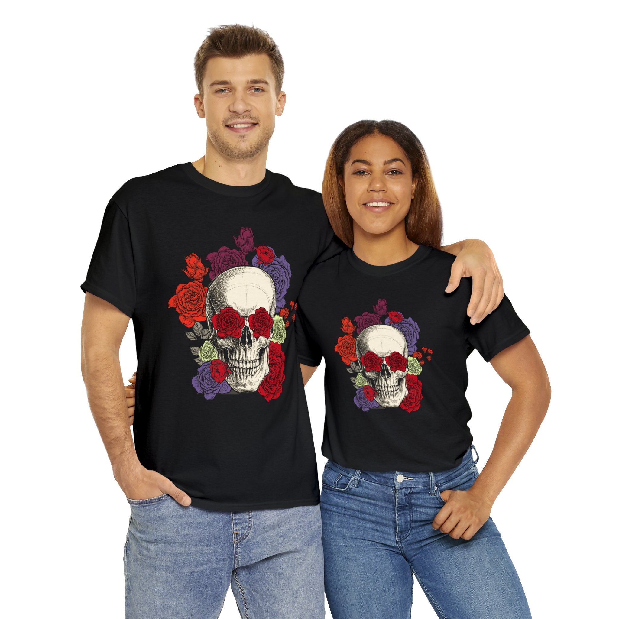Skull T-Shirt: Skull with Roses