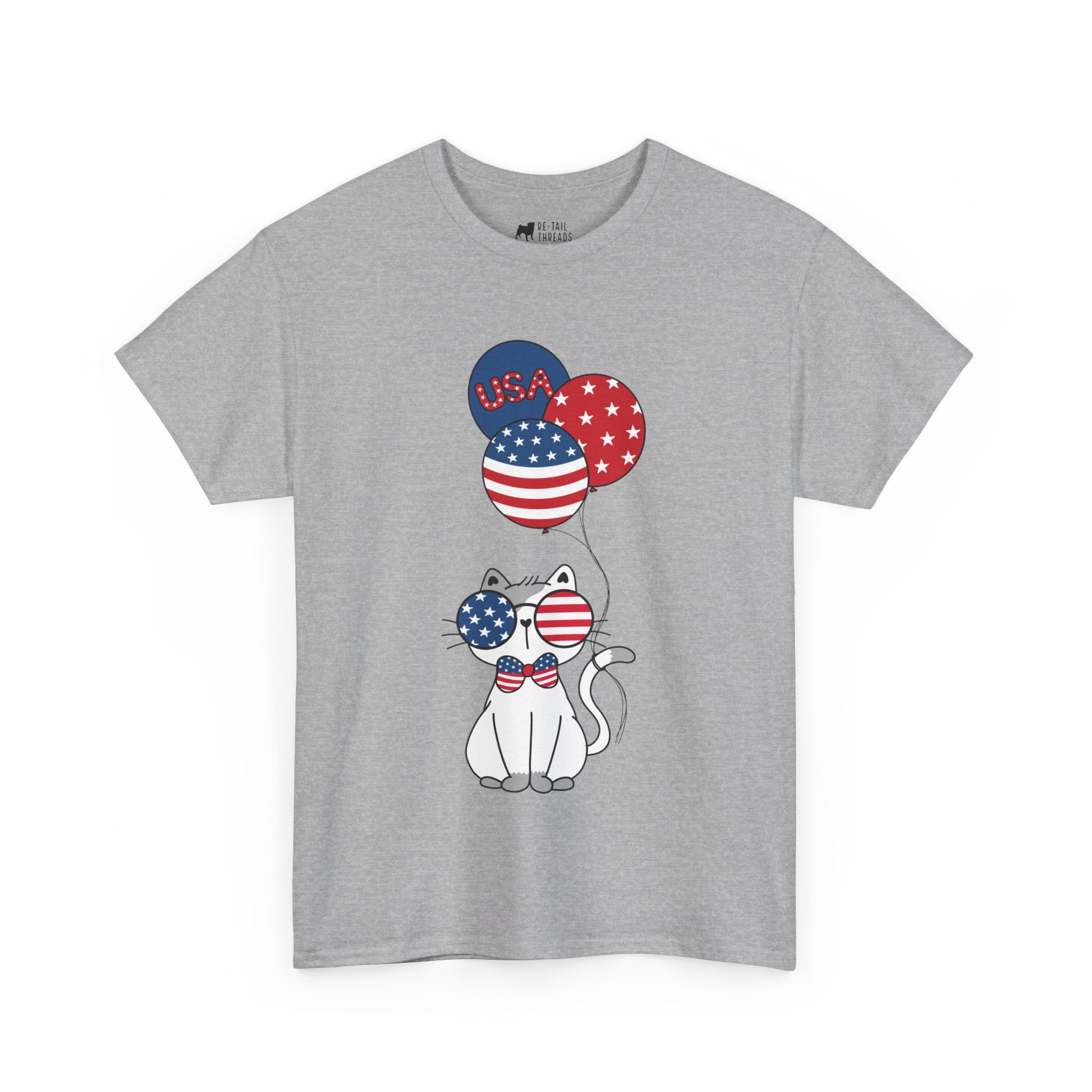 4th of July T-Shirt: Patriotic Cat Balloons