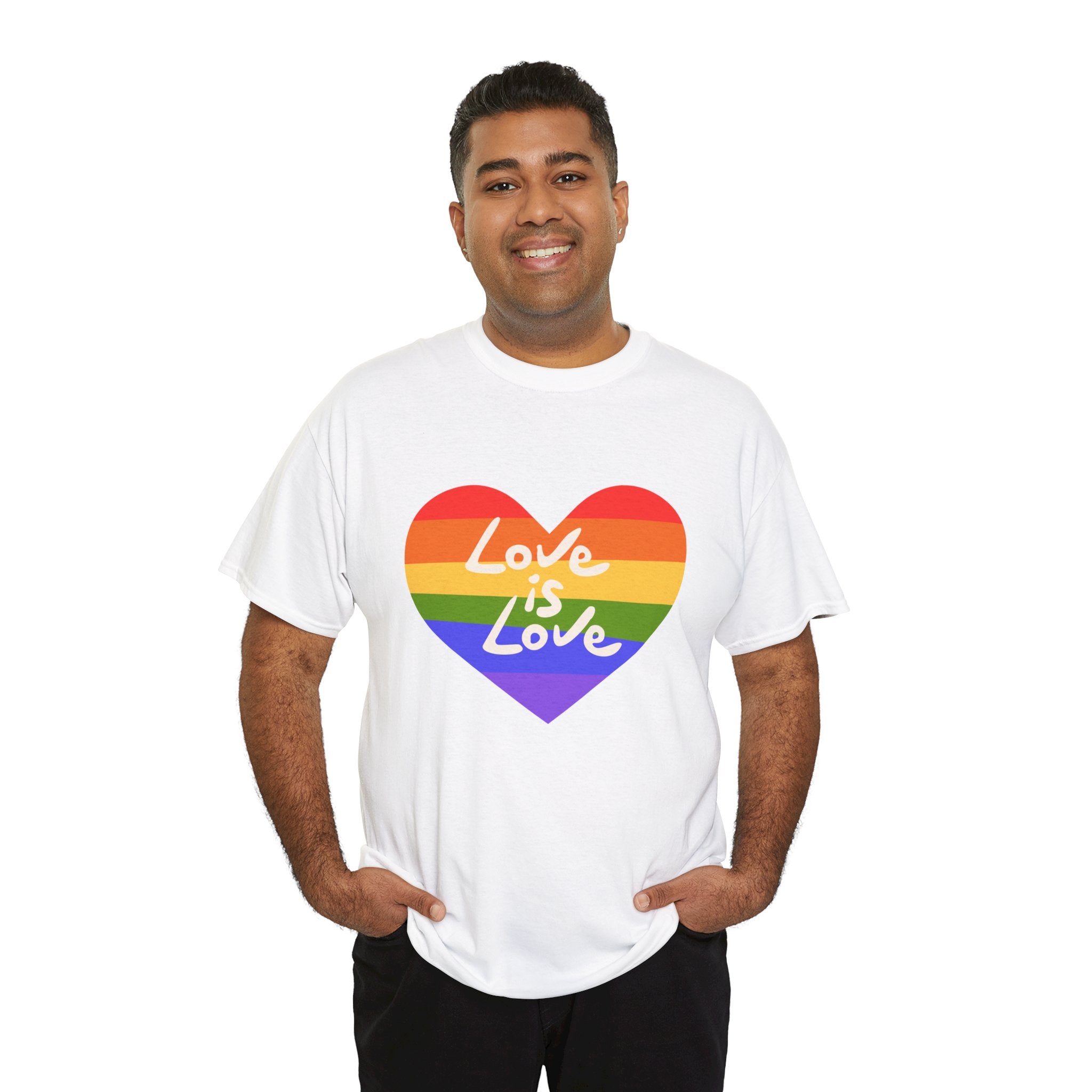 PRIDE T-Shirt: Love is Love Rainbow Heart