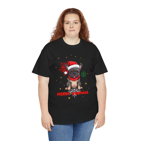 Christmas T-Shirt: Santa Hat French Bulldog
