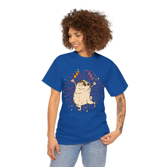 Pug T-Shirt: Pug Fireworks