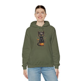 Halloween Hoodie: Black Cat on a Pumpkin