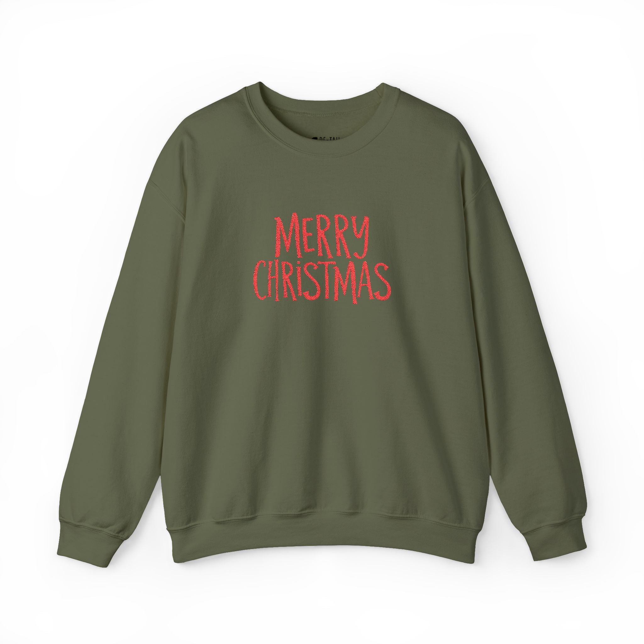 Embroidered Merry Christmas Crewneck Sweatshirt — Minimal Holiday Design