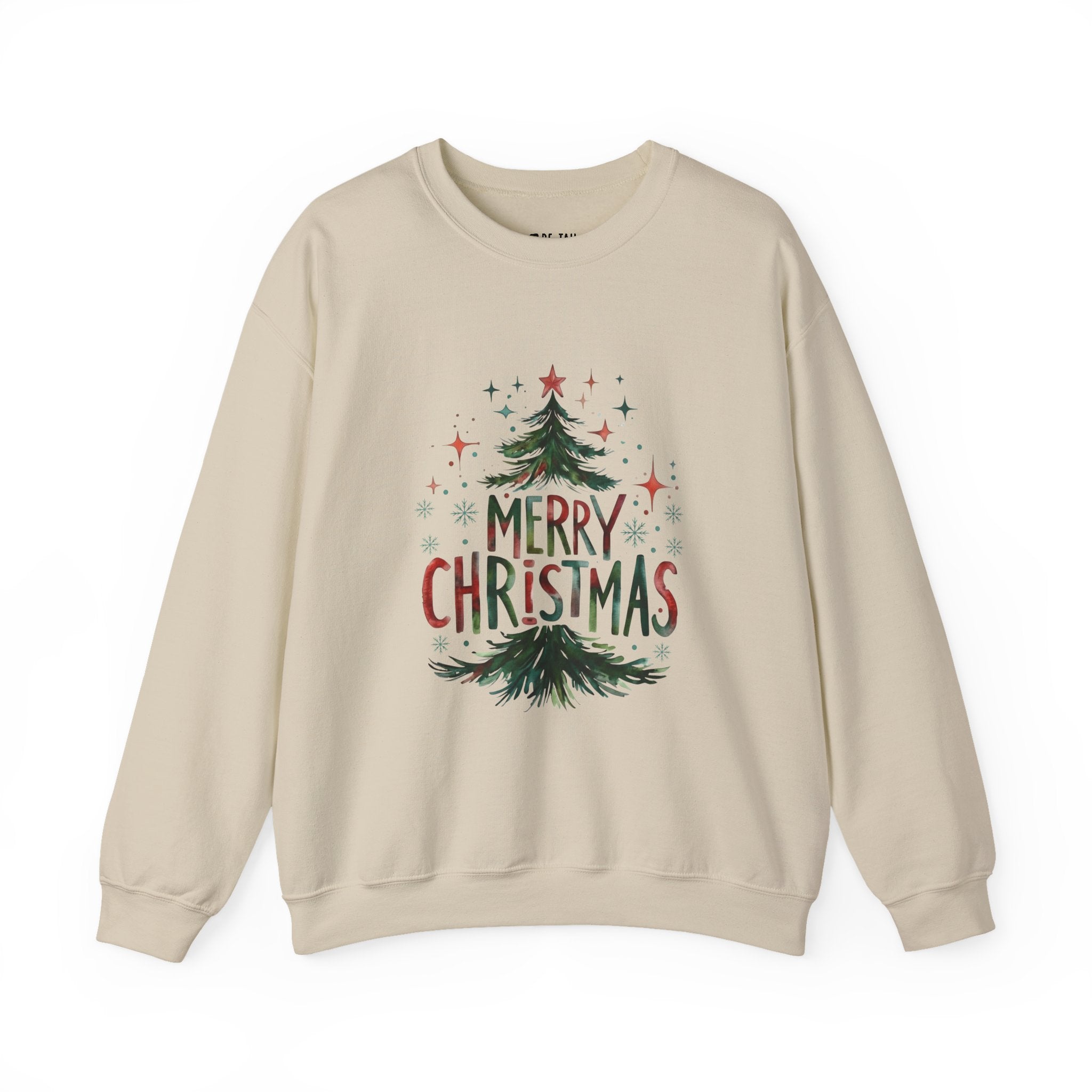 Merry Christmas Crewneck Sweatshirt — Festive Tree Holiday Pullover