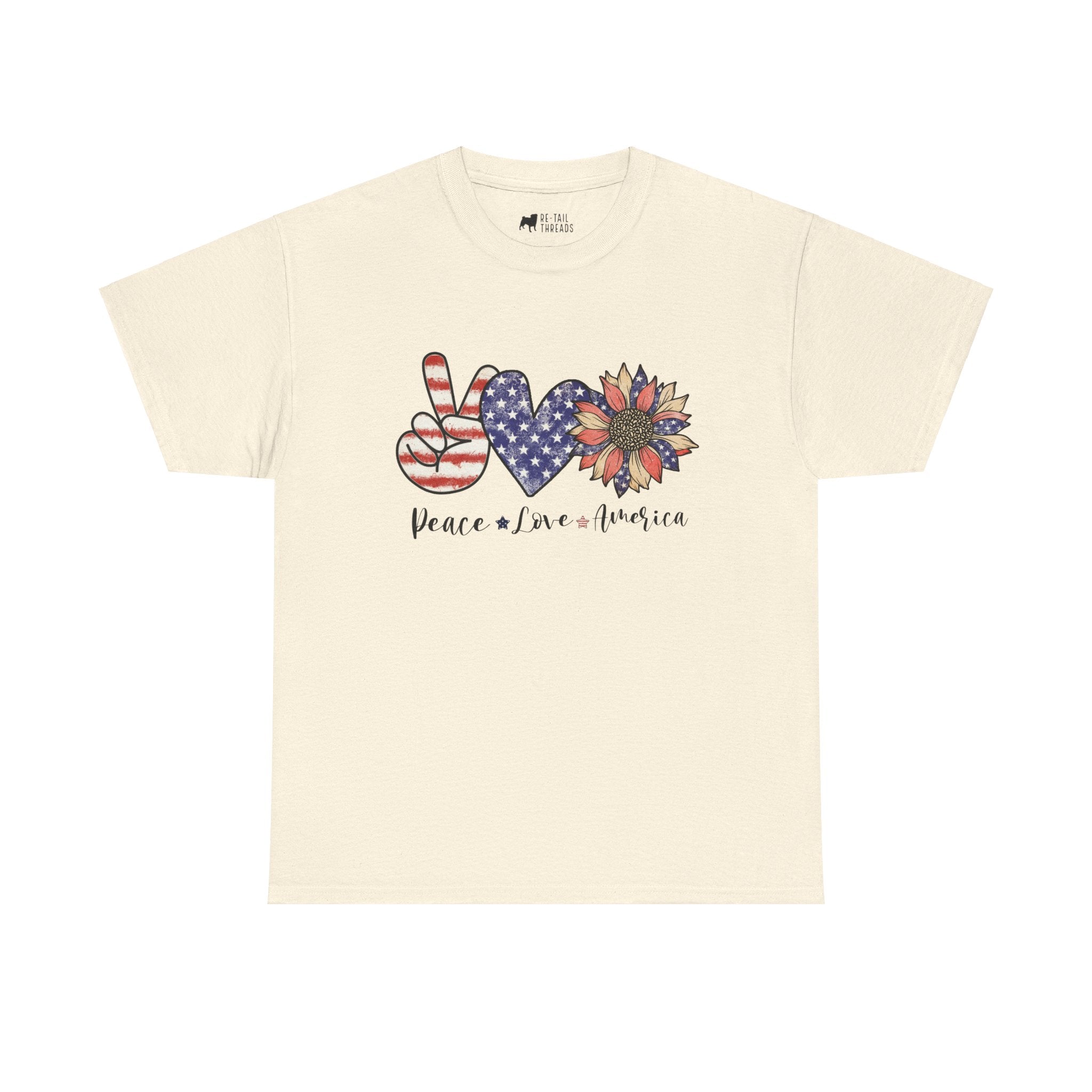 4th of July T-Shirt: Peace Love America Distressed