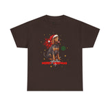 Christmas T-Shirt: Santa Hat Coonhound