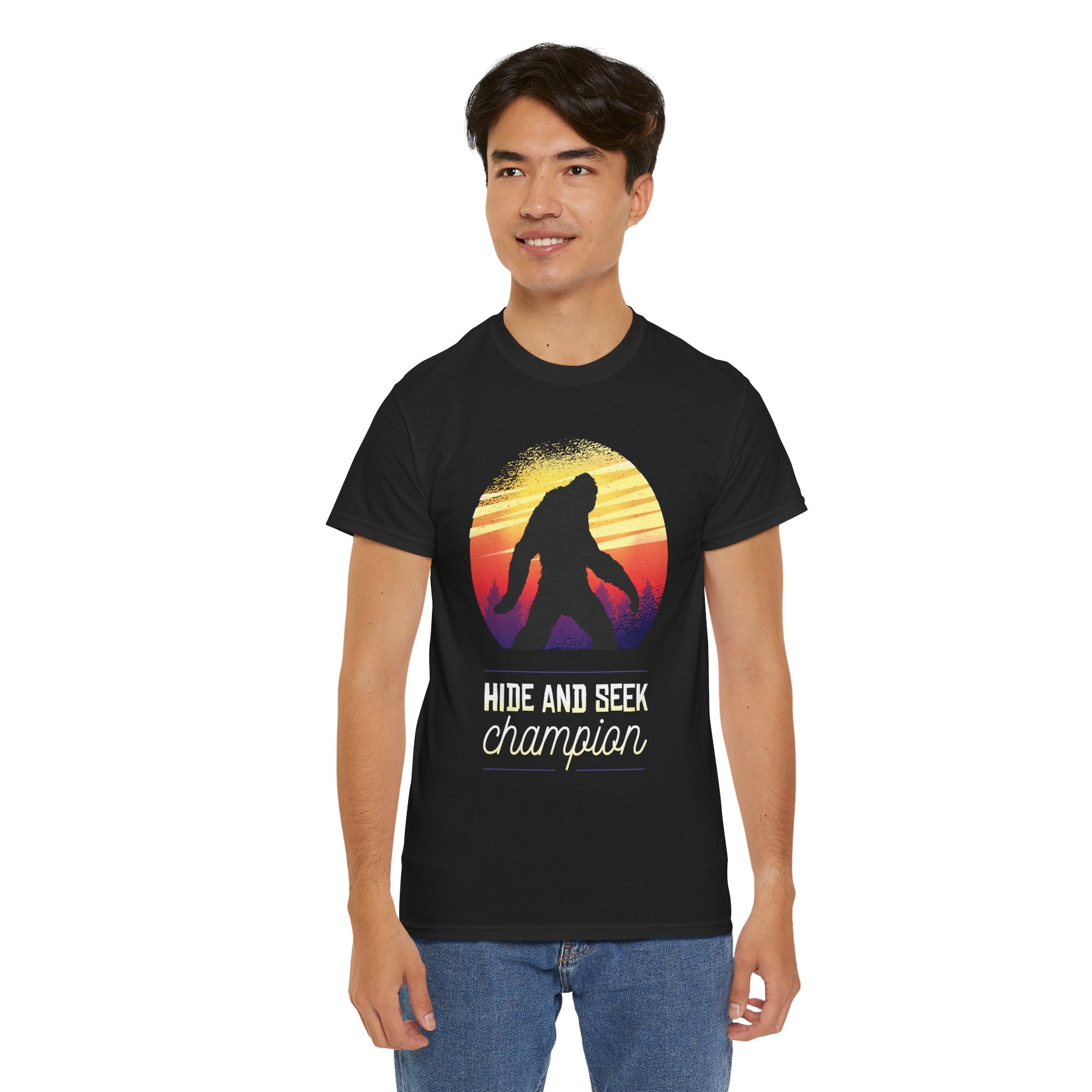 Funny T-Shirt: Bigfoot Hide and Seek Champion