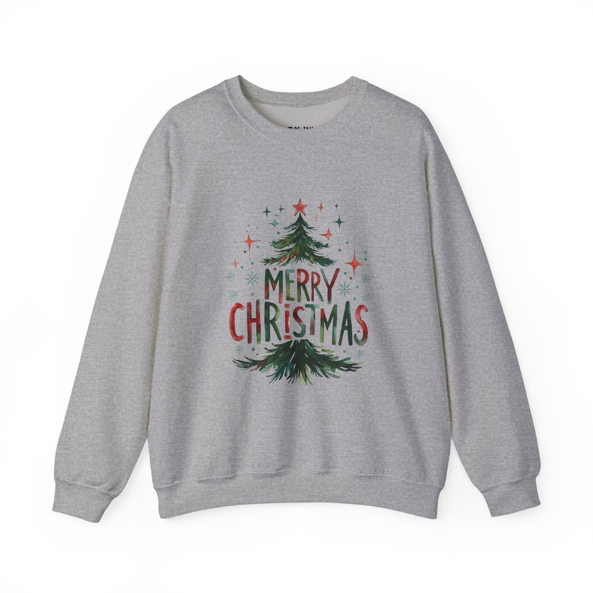 Merry Christmas Crewneck Sweatshirt — Festive Tree Holiday Pullover