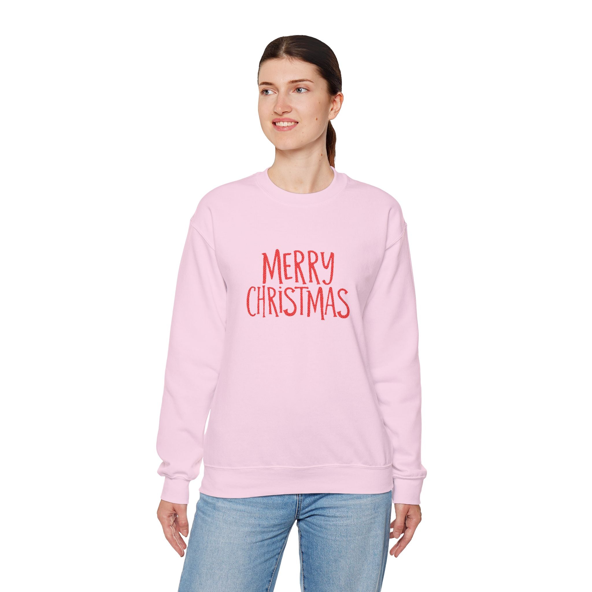 Embroidered Merry Christmas Crewneck Sweatshirt — Minimal Holiday Design