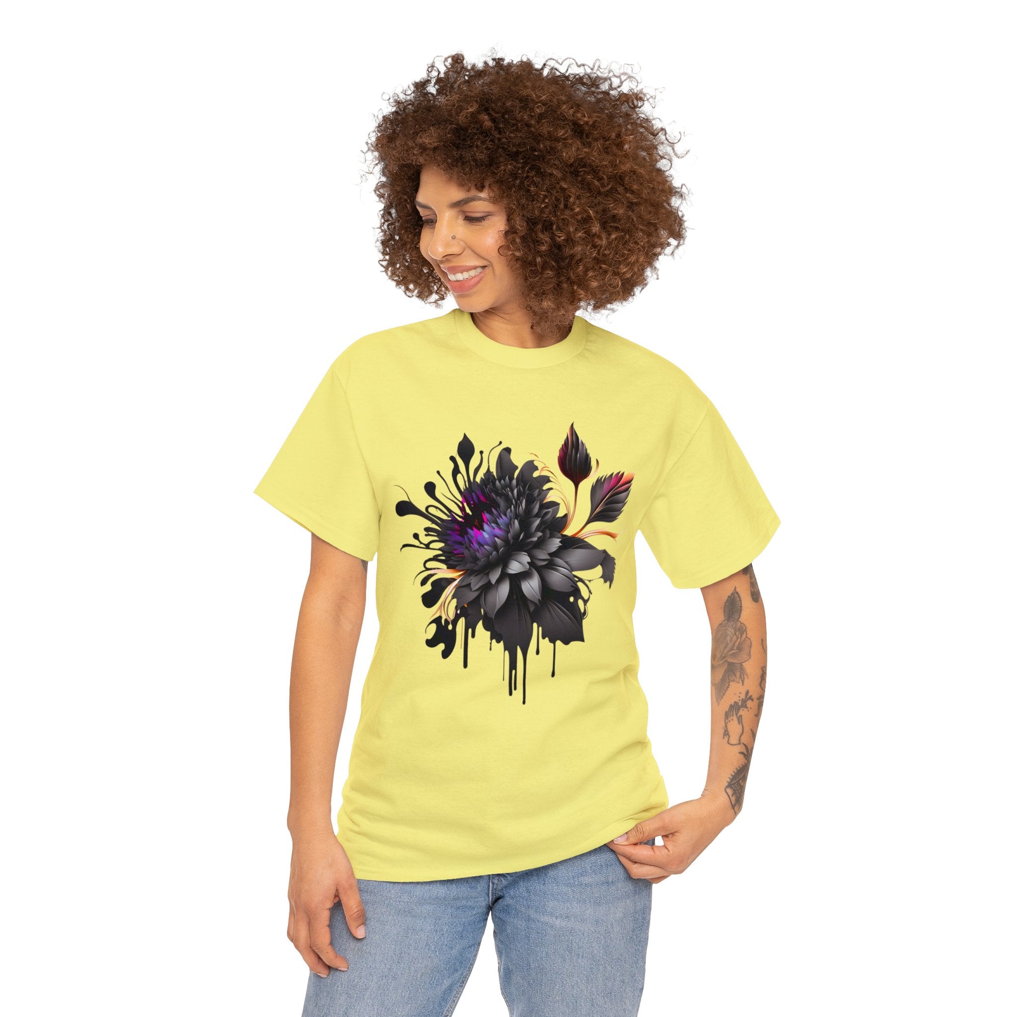Summer T-Shirt: Black Flower
